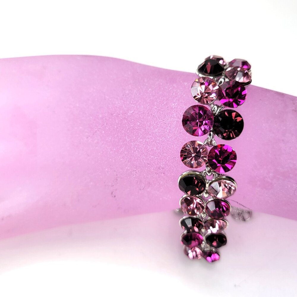Purple and Pink Crystal Rhinestone STATEMENT Bracelet